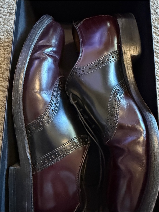 Allen Edmonds Shelton Two-Tone Burgundy and Black Derby Oxfords